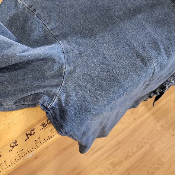 Van Heusen Denim Collared Button Down Cotton Ruffle Detail Medium Stretch - Picture 7 of 8